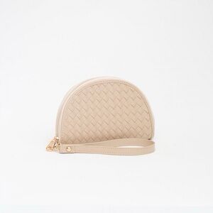 New vegan woven wedge leather wristlet